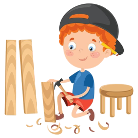 Menino lavrando madeira